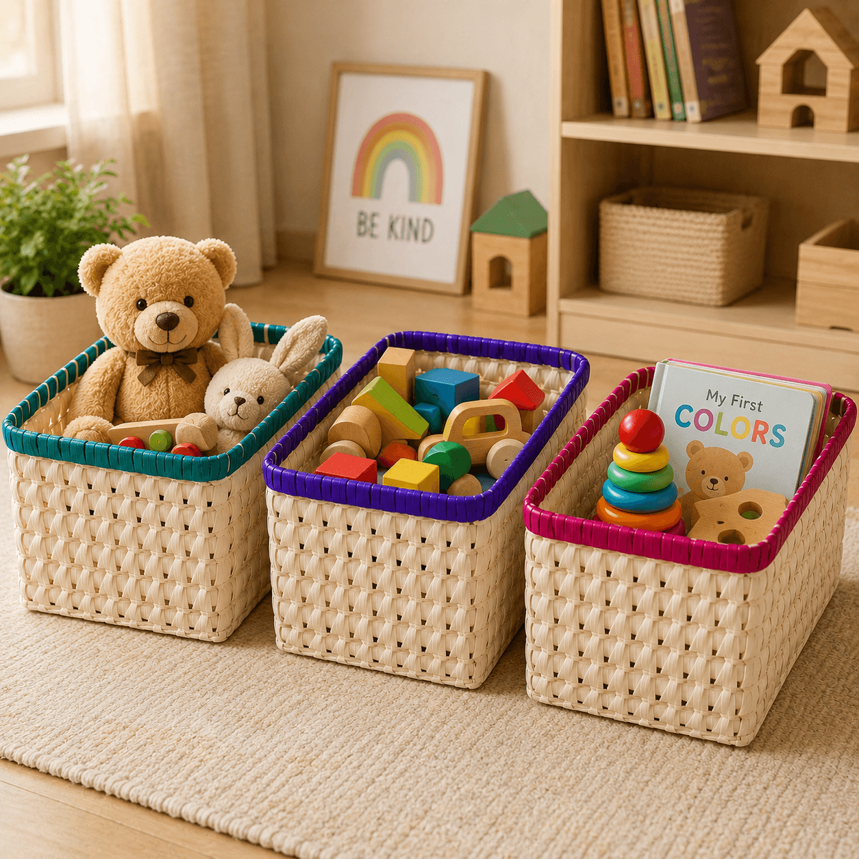 Handwoven Palm Leaf Organizer Basket